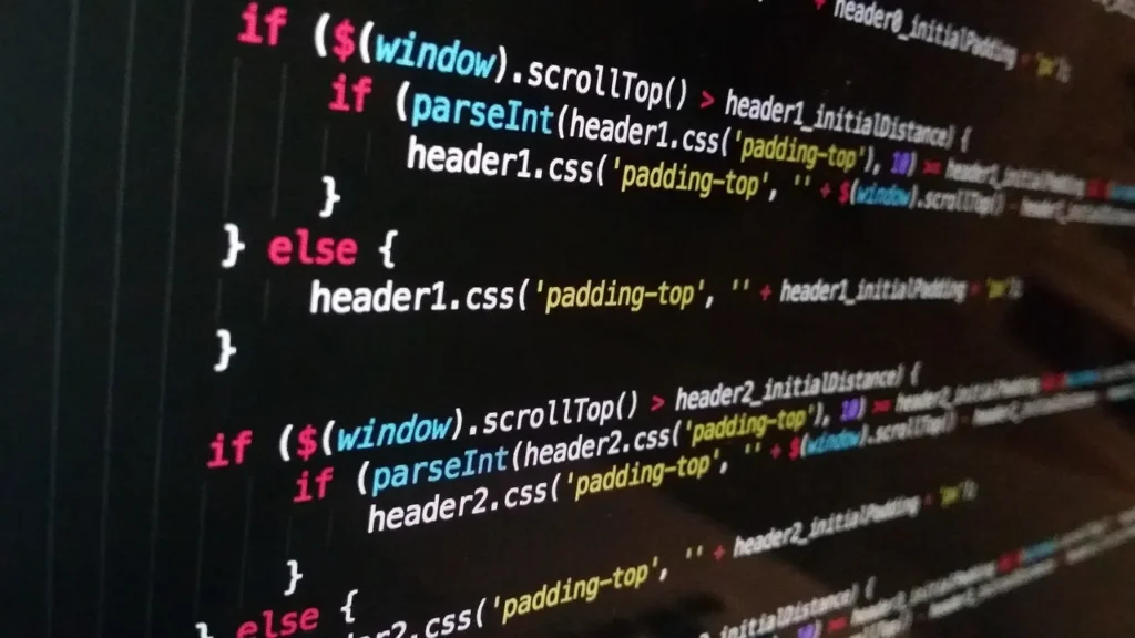 pantalla de ordenador con con código de programación sobre fondo negro, technology, computer, code, javascript, developer, programming, programmer, jquery, css, html, website, technology, computer, code, javascript, developer, html, website,