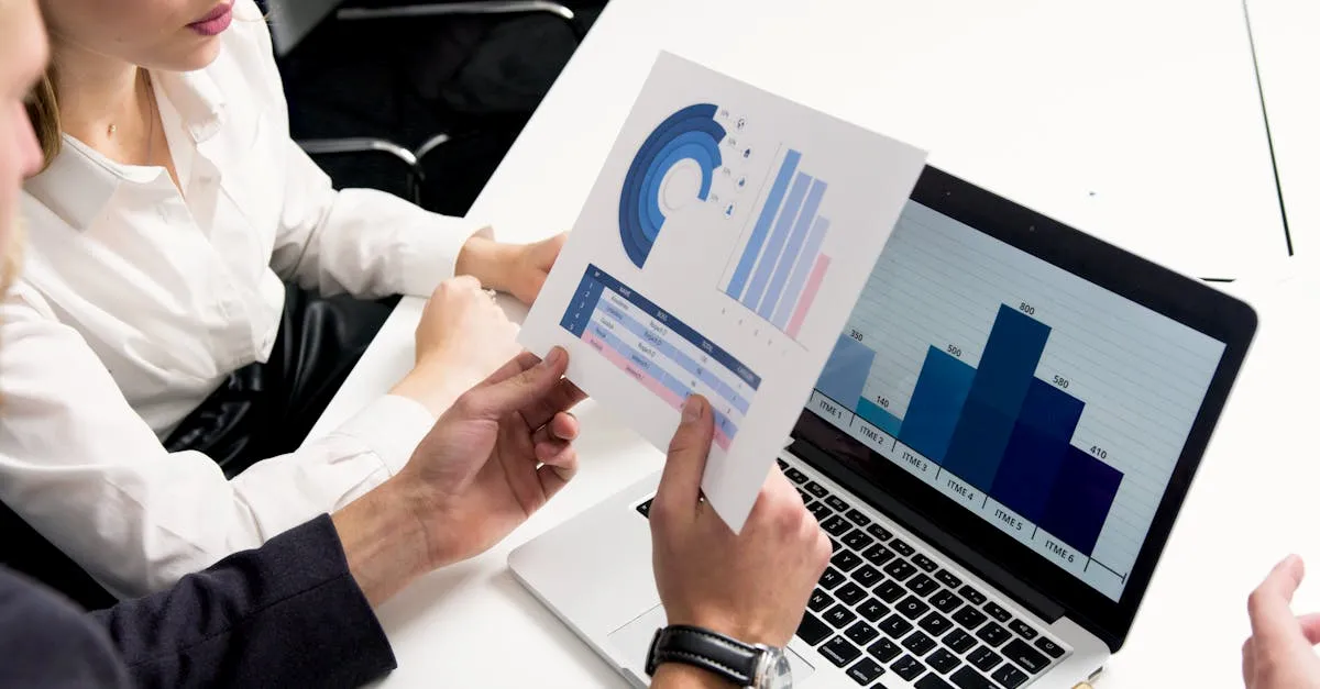 “El 60% del tráfico web es móvil: razones para adoptar mobile-first” Profesionales de negocios discutiendo gráficos y cuadros de datos en un entorno de oficina moderno.
