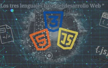 Fundamentos del desarrollo web: logos de HTML, CSS y JavaScript sobre fondo tecnológico